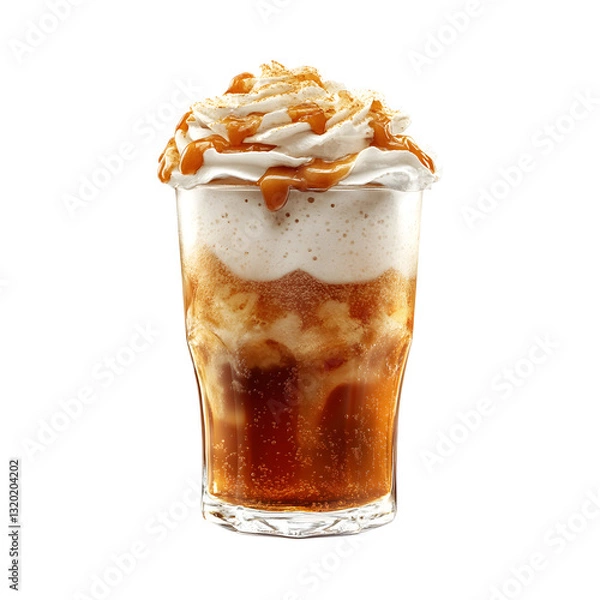 Fototapeta Caramel Root Beer Float Isolated on Transparent Background