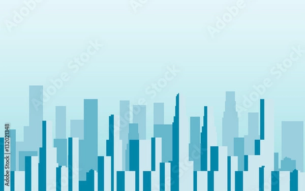 Obraz Panorama of city with skyscrapers. Megalopolis. Vector illustration.