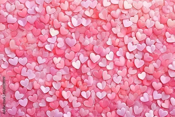 Fototapeta Pink Heart Confetti: A delightful and visually appealing explosion of love and affection