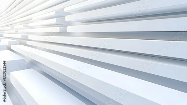 Fototapeta Abstract 3D White Rectangular Blocks Background, Modern Geometric Design with Depth and Perspective, Clean Minimalist Style for Digital and Print Media