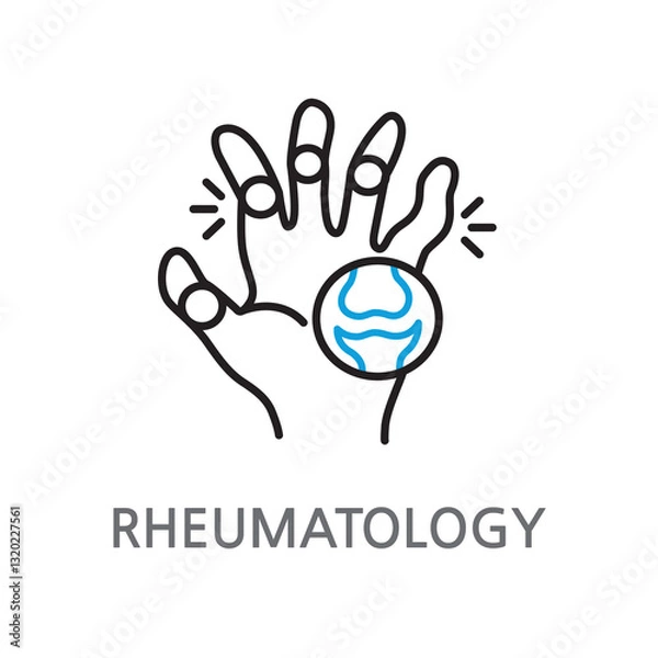 Obraz 12.RHEUMATOLOGY.eps. Arthritis. Rheumatoid icon. Rheumatoid linear illustration icon on white background. EPS, PNG, JPG