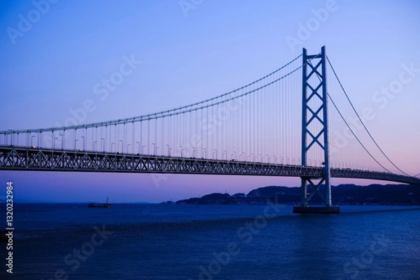 Fototapeta 明石海峡大橋と淡路島