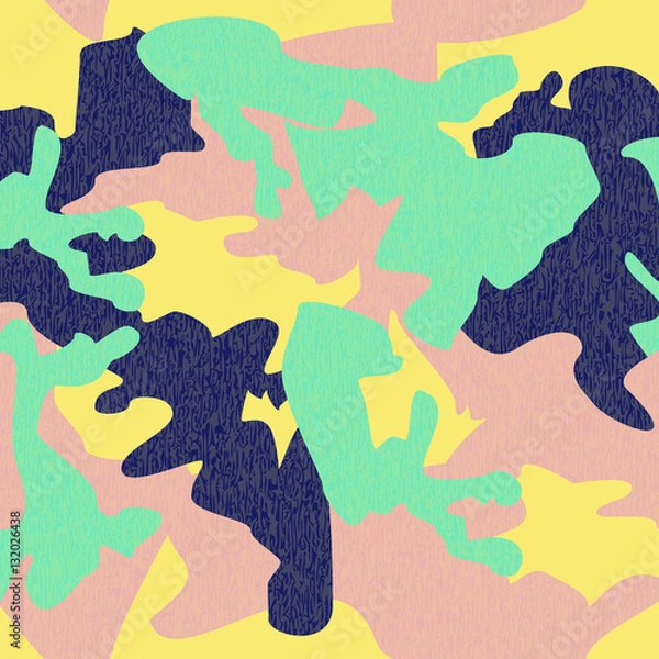 Fototapeta Camouflage pattern background seamless clothing print, repeatable