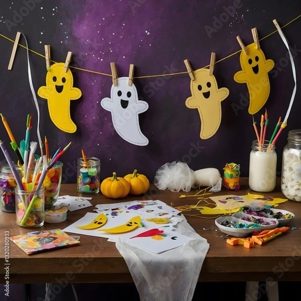 Obraz Whimsical Banana Ghosts: Spooktacular Crafts for Young Creators!