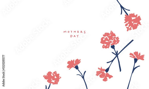 Obraz 母の日のカーネーションイラスト。母の日のカードテンプレート。カーネーションのベクターイラスト。Mother's day carnation illustration. Mother's day card template. Carnation vector illustration.