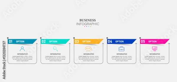 Fototapeta infographic label template with icons. 5 options or steps. Infographics for business concept. Can be used for info graphics, flow charts, presentations, web sites