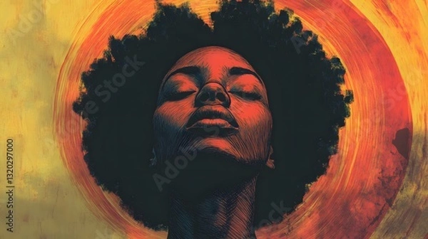 Fototapeta Inner Peace: A Digital Portrait of a Black Woman