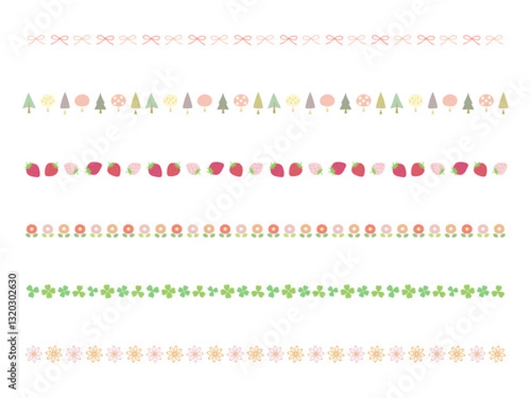 Obraz 可愛い春素材のライン、飾り罫のイラストセット