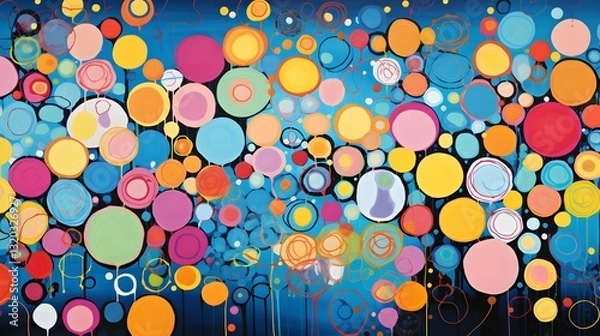 Obraz Modern Vibrant Abstract Pattern with Various Sized Floating Circles