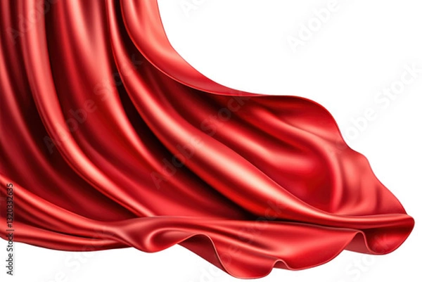 Fototapeta red silk fabric drape on white background