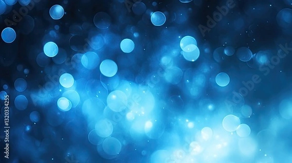 Fototapeta Deep blue to sky blue gradient background with soft bokeh lights, ideal for tech and business visuals