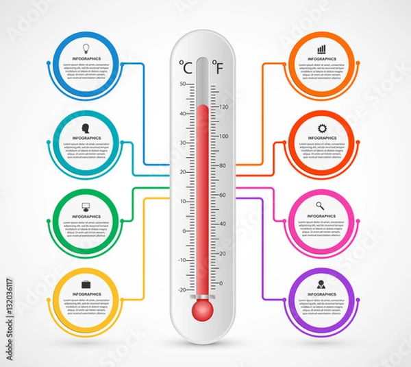 Obraz Infographics thermometer design template. Vector illustration.