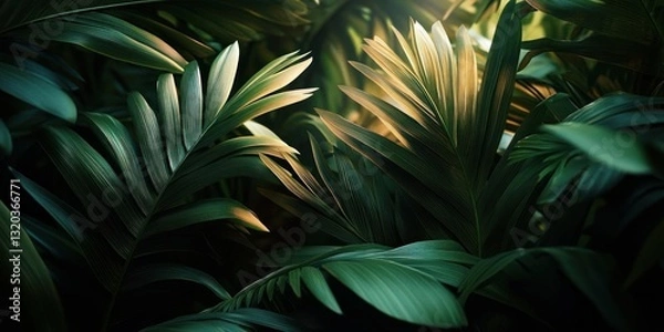 Fototapeta Tropical Palm Leaves Green Background Exotic Jungle Foliage Summer Pattern Abstract Design