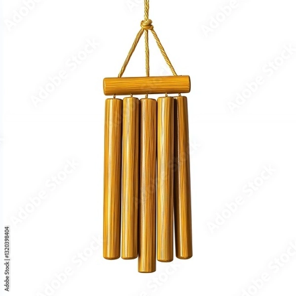 Fototapeta Rustic Wooden Wind Chimes A Calming Home Decor Element, Generative AI.