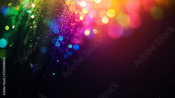 Fototapeta Rainbow Refraction Light Lens Effect on Black Background
