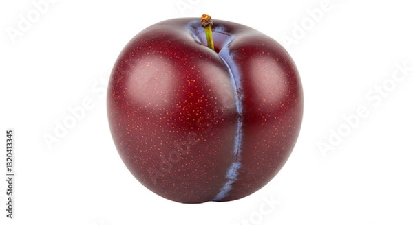 Obraz Fresh ripe plum and red apple isolated on white background with healthy and natural appeal