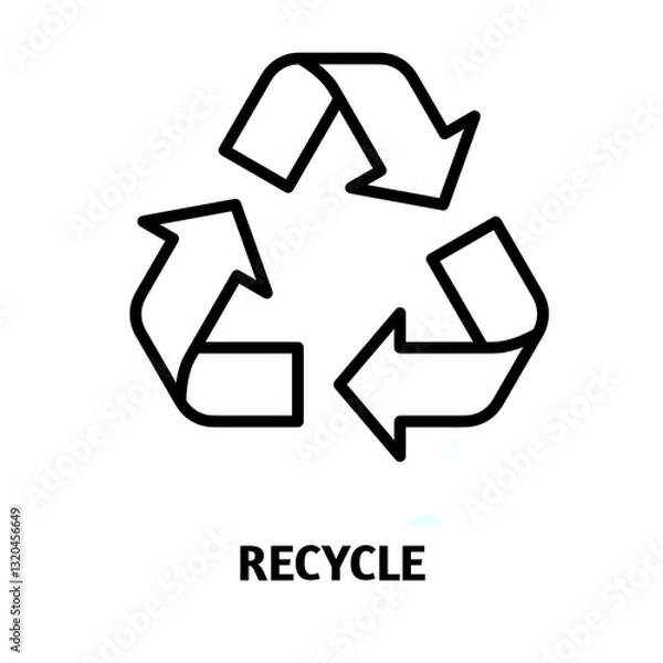 Fototapeta "Sustainable Living: The Power of Recycling" editable stroke outline icon isolated on white background flat vector illustration, black outline, Pixel perfect