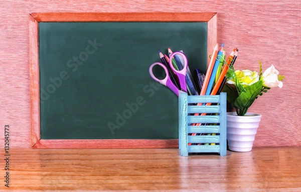 Obraz Green school chalkboard with written sentence space