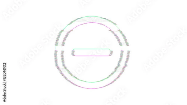 Fototapeta Icon minus circle is distorted. Glitch. Noise, chromatic aberration, geometric distortion