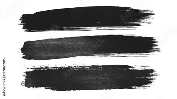 Fototapeta Abstract black brush strokes on white background for creative design and artistic projects