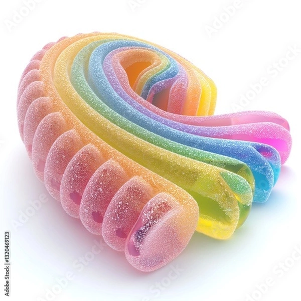 Fototapeta A vibrant, colorful gummy candy shaped like a rainbow with a smooth, glossy finish.