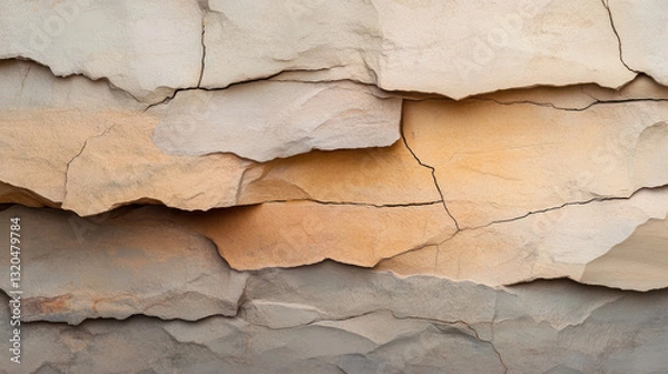 Obraz Textured rock layers with warm tones and natural cracks.