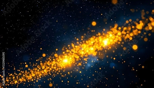 Fototapeta Stunning Abstract Glitter Lights in Blue and Gold with Bokeh Effect. Defocused Elegant Background for Luxury, Celebration, and Holiday Themes