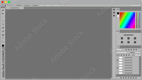 Fototapeta PCウィンドウ フレーム 画像編集ソフト Photoshop風 ライトUI ベクター素材 (.AI)
