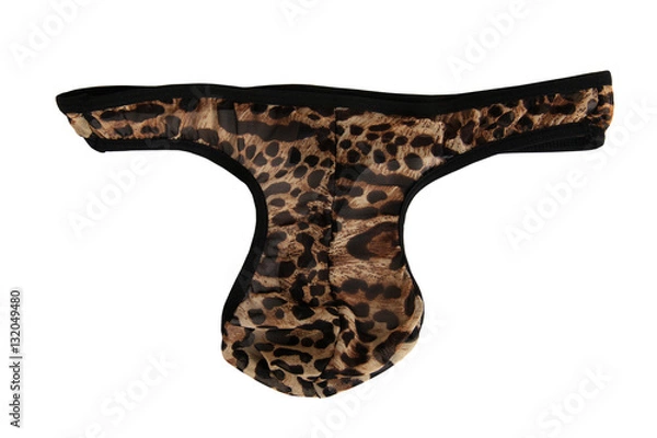 Fototapeta Military khaki men's thong isolated on a white background