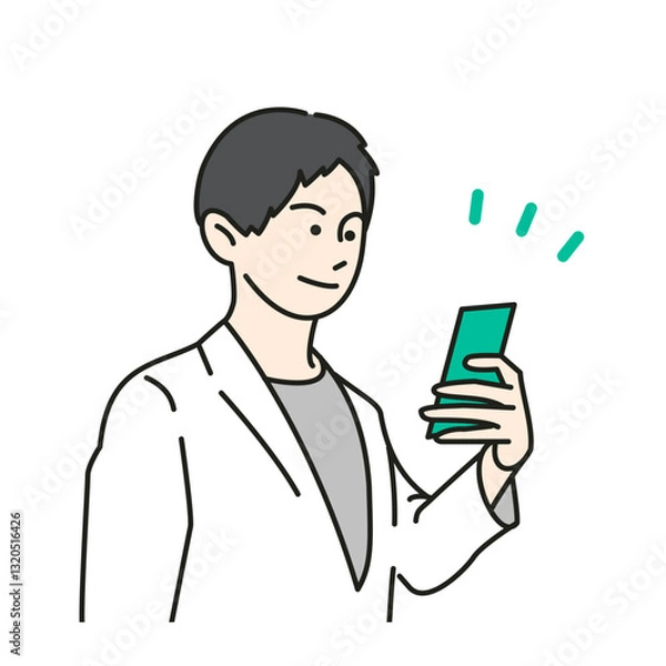 Obraz スマホを操作する男性のベクターイラスト