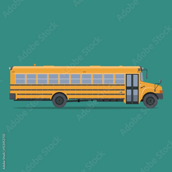 Fototapeta Isolated school bus in flat style. Side view.