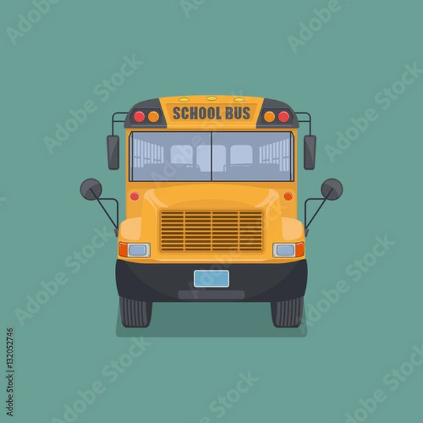 Fototapeta Isolated school bus in flat style.Front view.