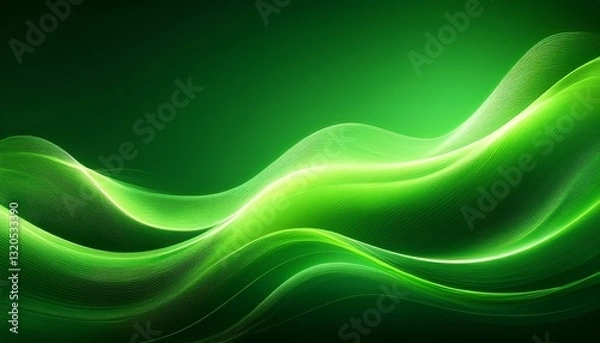 Fototapeta flowing green energy waves abstract esg background sustainable business concept
