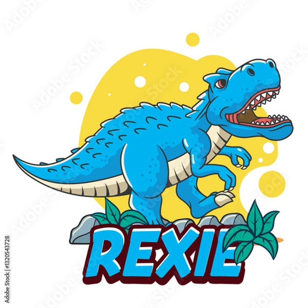 Fototapeta Vector Illustration of Tiny T-Rex with Cute Illustration Available for Tshirt Design