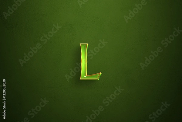 Obraz Gem jewel text effect of Letter L on green background.