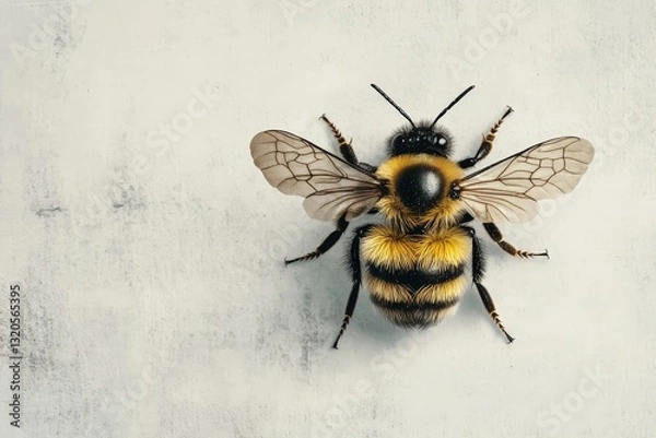 Fototapeta A detailed close up overhead image of a bumble bee