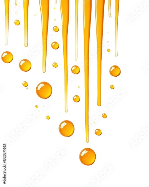 Obraz isolated transparent Background. Dripping honey with droplets on transparency background, creating sweet visual