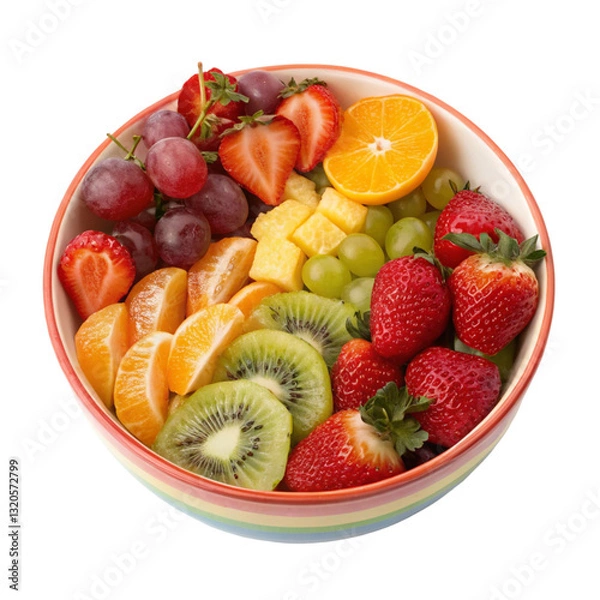 Obraz Rainbow fruit bowl isolated on transparent background  
