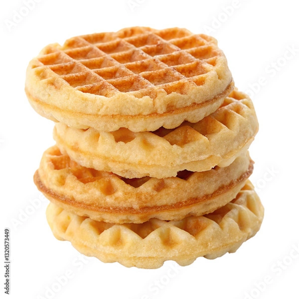 Obraz Rounded Waffles Stacked Isolated On Transparent Or White Background, Png