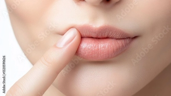 Obraz Close-up of natural lips with a gentle touch.