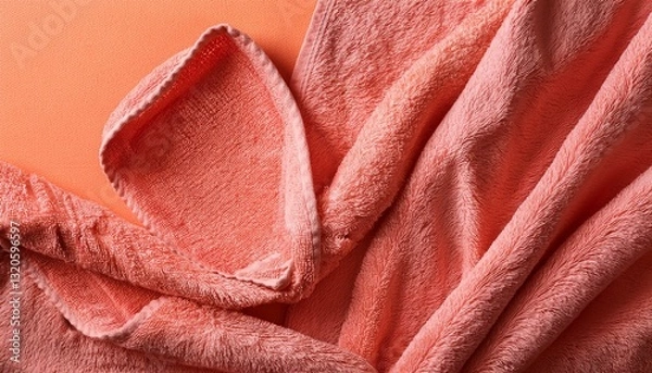 Fototapeta coral texture background soft terrycloth towel on peach surface