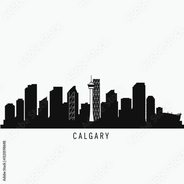 Fototapeta Calgary Skyline Silhouette - Vector Illustration