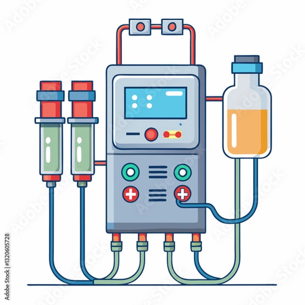 Fototapeta dialysis machine with connected tubes and filters