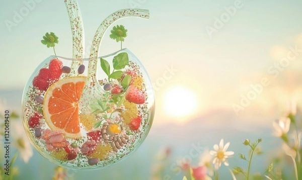 Obraz Bright outdoor views refreshing nature's fruit elixir beverage
