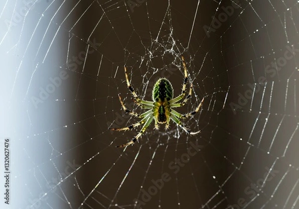 Fototapeta Orb-Weaver Spider on Web at Night