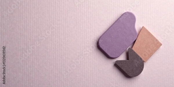 Fototapeta Abstract shapes on a textured background, showcasing a minimalist design aesthetic with muted pastel tones and subtle shadows adding depth