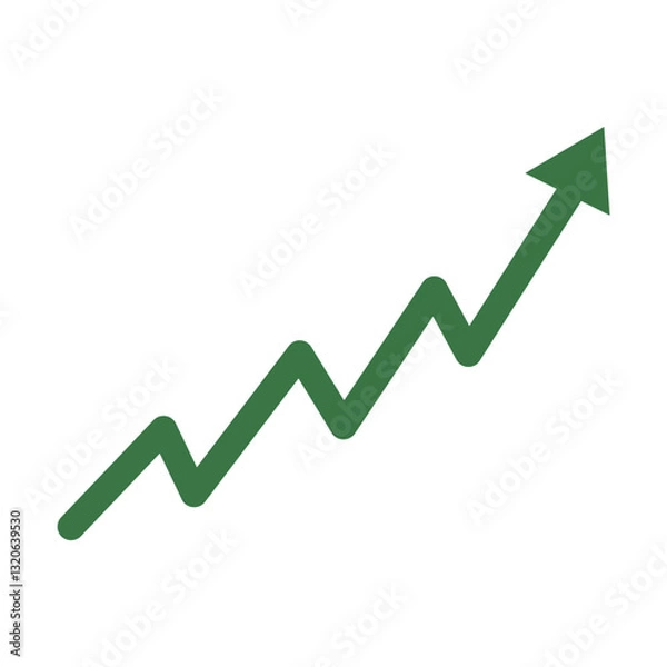Fototapeta green arrow rising up. Stock market. Increasing graph. Flat cartoon style element