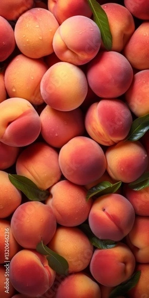 Fototapeta juicy fresh picked peaches background pattern