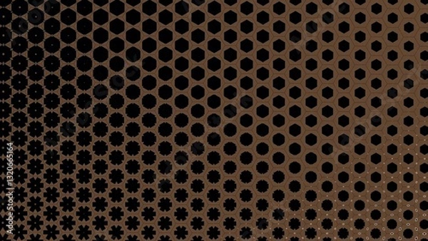 Fototapeta Abstract geometric background - Hexagonal mosaic with Brawn gradient background 4K