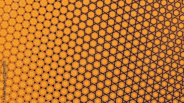 Fototapeta Orange color hexagonal shape modern geometrical background 4K